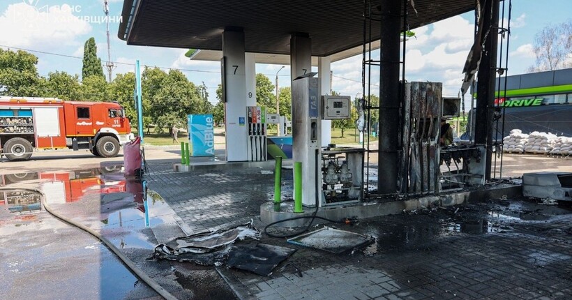 Армія рф атакувала дронами АЗС у Харкові і цивільну автівку в області: семеро поранених