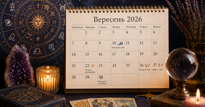 Гороскоп на вересень 2026 для всіх знаків Зодіаку: кому чекати змін у коханні, роботі і фінансах